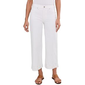 Liverpool Los Angeles 26" Stride Mid-Rise Crop Wide Leg Jeans w/Embroidered Hem in Kuwait