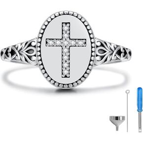 925 Sterling Silver Cross Cremation Ring for Ashes Memorial Urn Ring Christian Cross Memorial Jewelry Sympathy Remembrance Gift in Saudi Arabia