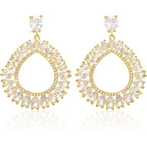 Teardrop Crystal Earrings for Women, Statement Dangle Drop Earrings, Gold/Silver Sparkly Wedding Bridal Prom Party Evening Jewelry Gift for Her in Saudi Arabia