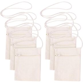 6Pcs 13x17cm Blank Canvas Crossbody Bag,Bulk Mini Zipper Shoulder Bags,Cloth Fabric Bags Painting Bags for DIY Craft in Saudi Arabia