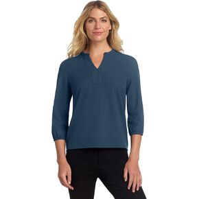 Mercer+Mettle Women's Stretch Crepe 3/4-Sleeve Blouse | Women's Lightweight Dressy Top, Business Casual Shirt for Work in Saudi Arabia