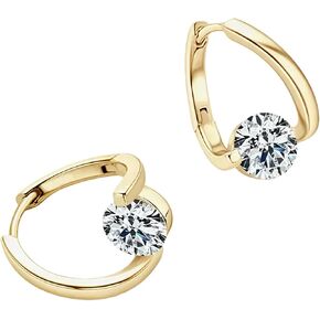 925 Sterling Silver Plated 18K Thick Gold Moissanite Hoop Earrings for Women, Simple Versatile Round Earrings in Kuwait