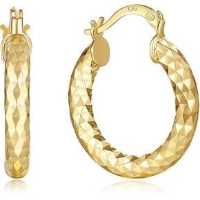 Trendy 14K Gold Hoop Earrings Plated for Women,Unique Pattern Women's Gold Plated Earrings 14K Gold Women's Earrings Gift in Saudi Arabia