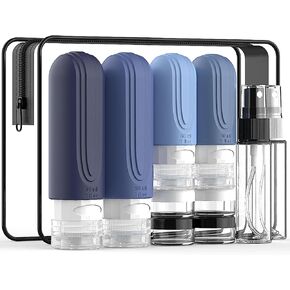 Travel Bottles for Toiletries 10 Pack, TSA Approved Travel Size Toiletries Essentials Containers Set, Leak Proof Silicone Bottles Kit, Refillable Liquid & Creams Accessories (GRAY) in Saudi Arabia