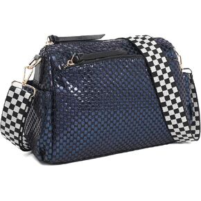 Small Crossbody Bags for Women - Checkered Nylon Quilted Purse with 3 Zips Fits Phone & Wallet Compact Travel in Saudi Arabia