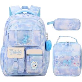 Jafeton Backpacks for Girls, Girls Backpack with Insulated Lunch Bag and Pencil Case for Kids Teens Elementary Middle High School Student, Cute Bow School Bag Travel Daypacks Book Bag Set in Saudi Arabia