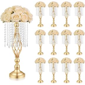 Gold Crystal Tall Vase Centerpiece Stand, Elegant Gold Flower Holder for Wedding Table Centerpieces, Perfect Wedding Reception Table Decor, Bases para Centros de Mesa, Centros de Mesa(12Pack) in Saudi Arabia