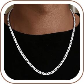 Cuban Link Chains for Men, 925 Sterling Silver Over 5mm Cuban Chain Diamond Cut Silver Necklace Chains Gifts for Men Father Boyfriend 18/20/22/24/26/30 Inches in Saudi Arabia