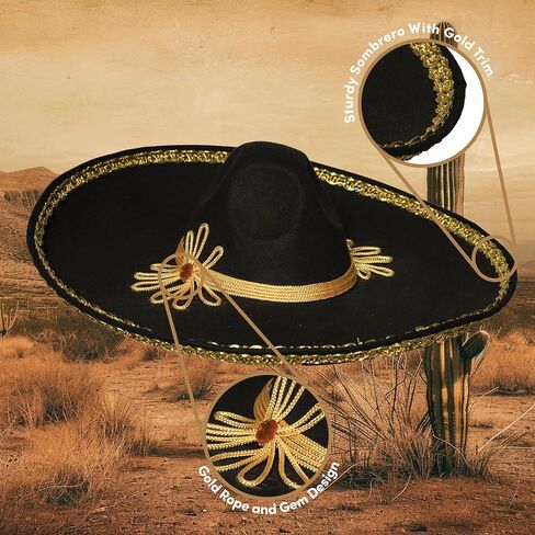 UnderWRAPS Sombrero مع إكسسوار زي للبالغين بزخرفة معدنية ذهبية in Kuwait