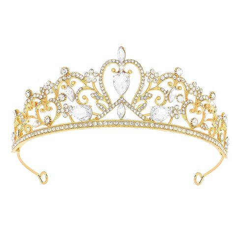 Crown for Women Princess Gold Tiara for Girls Shiny Pink Rhinestone Hair Accessories for Birthday Crown for Wedding and Party in Saudi Arabia