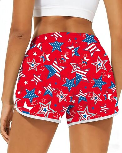 NEWWEN American Flag Shorts Women 4th of July Summer Board Shorts Fourth of July Patriotic Short Star Stripe Graphic Outfits in Saudi Arabia