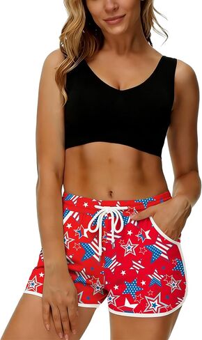 NEWWEN American Flag Shorts Women 4th of July Summer Board Shorts Fourth of July Patriotic Short Star Stripe Graphic Outfits in Saudi Arabia