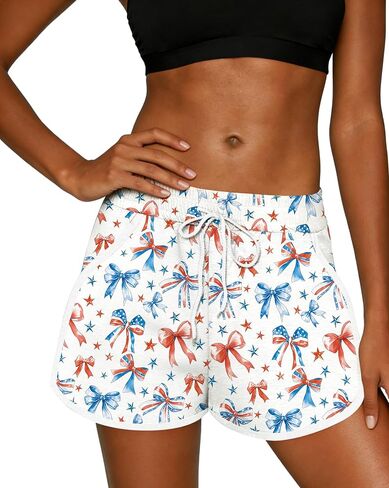 NEWWEN American Flag Shorts Women 4th of July Summer Board Shorts Fourth of July Patriotic Short Star Stripe Graphic Outfits in Saudi Arabia