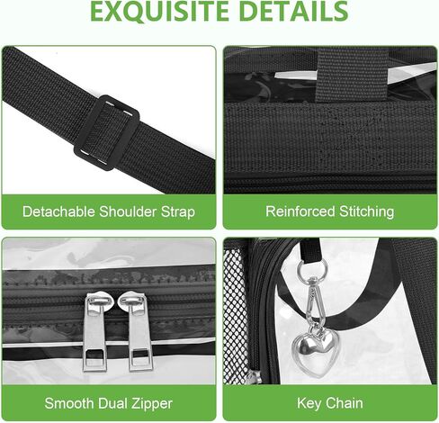 Clear Bag for Stadium Events 12 x 12 x 6, Clear Tote Lunch Bag with Adjustable Strap, Zipper Closure Crossbody Shoulder Handbag with Reinforced Stitches & Straps for Work, Sports, Games and Gym in Saudi Arabia