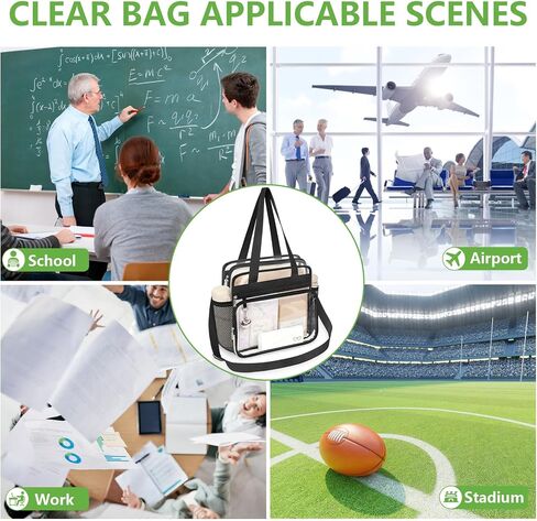 Clear Bag for Stadium Events 12 x 12 x 6, Clear Tote Lunch Bag with Adjustable Strap, Zipper Closure Crossbody Shoulder Handbag with Reinforced Stitches & Straps for Work, Sports, Games and Gym in Saudi Arabia