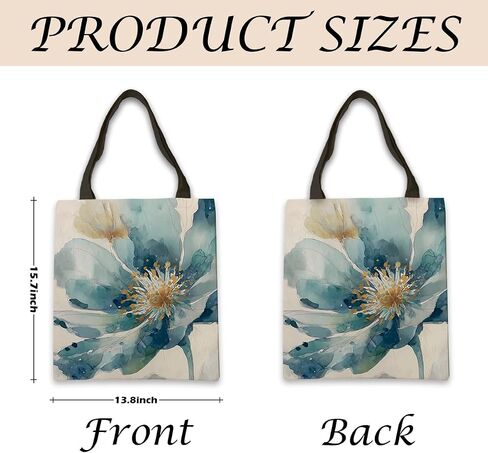 Watercolor Style Floral Canvas Tote Bag, Large Flower Print Reusable Shopping Bag, Aesthetic Canvas Tote Bags, Funny Shoulder Bags for Shopping Work Travel Beach in Saudi Arabia