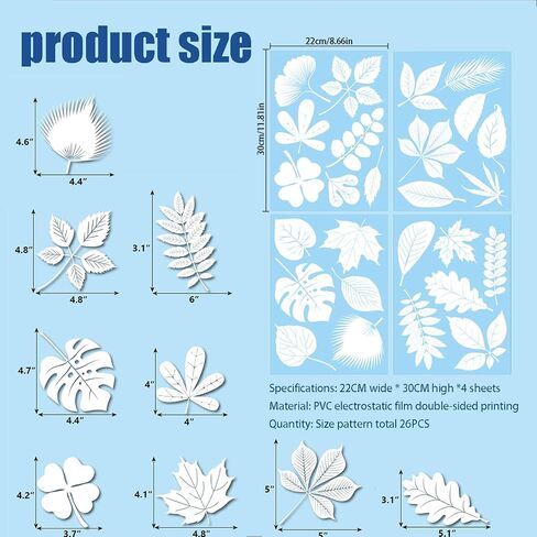 Leaf-Shaped Window Clicks for Bird Safety - Non-Adhesive Anti-Collision Decals to Prevent Bird Strikes, Decorative Vinyl Window Stickers (1 Set) in Saudi Arabia