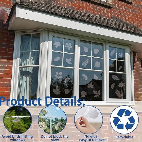 Leaf-Shaped Window Clicks for Bird Safety - Non-Adhesive Anti-Collision Decals to Prevent Bird Strikes, Decorative Vinyl Window Stickers (1 Set) in Saudi Arabia