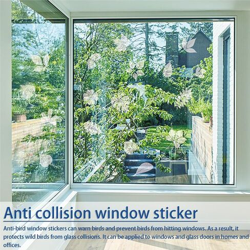 Leaf-Shaped Window Clicks for Bird Safety - Non-Adhesive Anti-Collision Decals to Prevent Bird Strikes, Decorative Vinyl Window Stickers (1 Set) in Saudi Arabia
