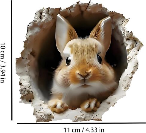 3D Hole Rabbit Stickers 2-piece Waterproof Vinyl is Suitable for Decorating Smooth Surfaces Such as car Body Windows Bumpers Rear Windshield laptops suitcases Walls Doors and Windows 3A-82 in Saudi Arabia