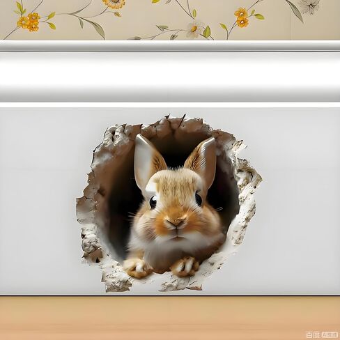 3D Hole Rabbit Stickers 2-piece Waterproof Vinyl is Suitable for Decorating Smooth Surfaces Such as car Body Windows Bumpers Rear Windshield laptops suitcases Walls Doors and Windows 3A-82 in Saudi Arabia