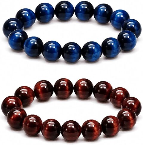 Tiger Eye Ring Set for Women, 2Pcs Beaded Stretch Rings (Size 7-8) | Tiger Eye Bead Ring Set With 4mm Beads, Double-Layer Elastic Cord, Stackable Style, And Gift-Ready Box in Saudi Arabia