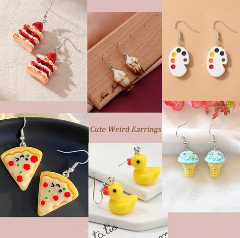 40 Pairs Weird Cute Earrings Fun Cool Funky Aesthetic Drop Dangle Earrings for Women Funny Earrings Jewelry Set in Saudi Arabia