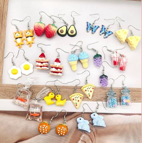40 Pairs Weird Cute Earrings Fun Cool Funky Aesthetic Drop Dangle Earrings for Women Funny Earrings Jewelry Set in Saudi Arabia
