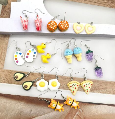 40 Pairs Weird Cute Earrings Fun Cool Funky Aesthetic Drop Dangle Earrings for Women Funny Earrings Jewelry Set in Saudi Arabia