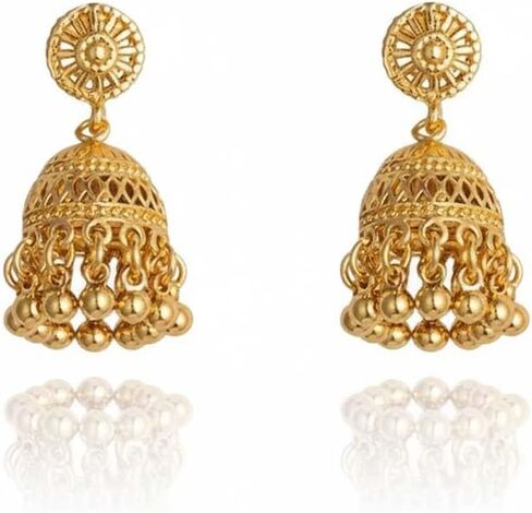 Indian Earrings for Women Gold Jhumkas Indian Earrings Dangle Chandelier Boho Jewelry Lightweight in Saudi Arabia