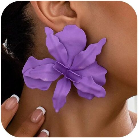 Multi Color Flower Earrings for Women Large 3D Statement Floral Drop Earrings Lightweight Petal Dangle Jewelry for Wedding Guest Party Vacation Outfits Gift in Kuwait