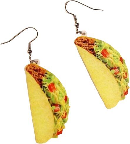 Funny Food Earrings Cute Taco Hamburger Dangle Earrings Hamburger Fried Shrimp Egg Cookie Ice Cream Imitation Earrings Decoration in Saudi Arabia