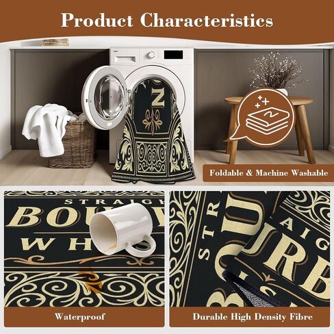Runner Rug 2x6 Bourbon Whiskey Ornate Vintage Decorative Label Washable Area Runner Rug Bathroom Rugs Kitchen Mats for Floor Door Mat Runners for Hallways Living Room Bedroom in Saudi Arabia