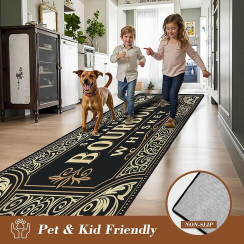 Runner Rug 2x6 Bourbon Whiskey Ornate Vintage Decorative Label Washable Area Runner Rug Bathroom Rugs Kitchen Mats for Floor Door Mat Runners for Hallways Living Room Bedroom in Saudi Arabia