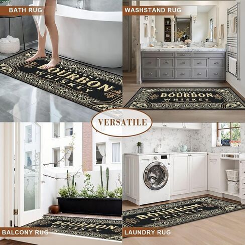 Runner Rug 2x6 Bourbon Whiskey Ornate Vintage Decorative Label Washable Area Runner Rug Bathroom Rugs Kitchen Mats for Floor Door Mat Runners for Hallways Living Room Bedroom in Saudi Arabia