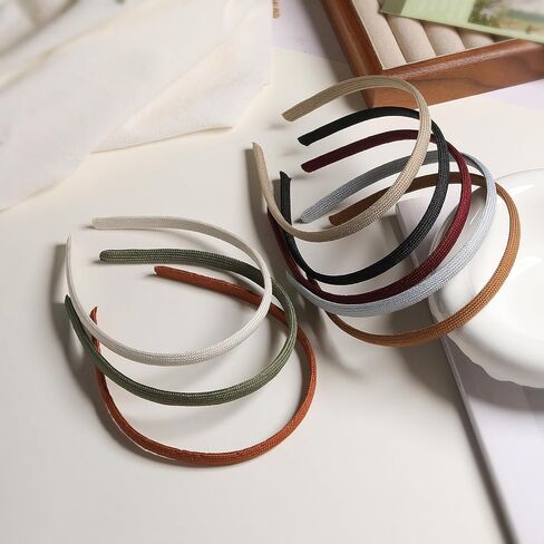 Lahnie 8 Pack Thin Headbands For Women Girls, No Headache Pressure Comfortable Headbands for Women, Non Slip Neutral Colors Soft Fabric Skinny Narrow Hairbands Head Bands in Kuwait