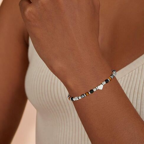 Triple Protection Bracelet for Women Gifts Energy Hematite Black Tourmaline Tigers Eye Bead Crystal Healing Jewelry Natural in Saudi Arabia