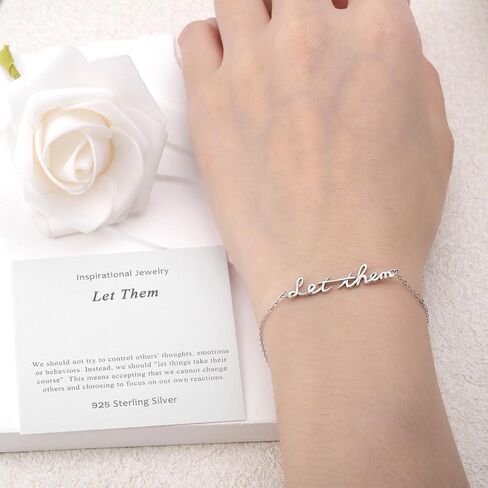 Let Them Bracelet for Women - 925 Sterling Silver Inspirational Bracelets Adjustable Inspirational Gift Dainty Motivational Bracelet Let Them Jewelry for Birthday in Saudi Arabia