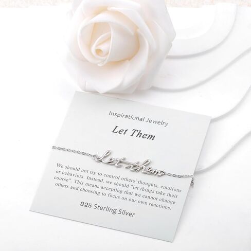 Let Them Bracelet for Women - 925 Sterling Silver Inspirational Bracelets Adjustable Inspirational Gift Dainty Motivational Bracelet Let Them Jewelry for Birthday in Saudi Arabia