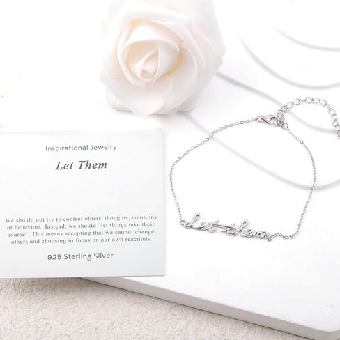 Let Them Bracelet for Women - 925 Sterling Silver Inspirational Bracelets Adjustable Inspirational Gift Dainty Motivational Bracelet Let Them Jewelry for Birthday in Saudi Arabia