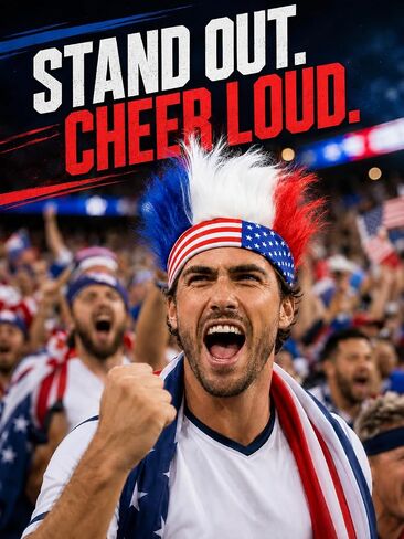 Patriotic Funny Hair Headband and Satin Scarf Set Red White Blue - American Flag Spirit Headband with 53.1x5.5 Inch Scarf, 4th of July Accessories, 2026 Soccer Fan Gear, Soccer Party Outfit Unisex in Saudi Arabia