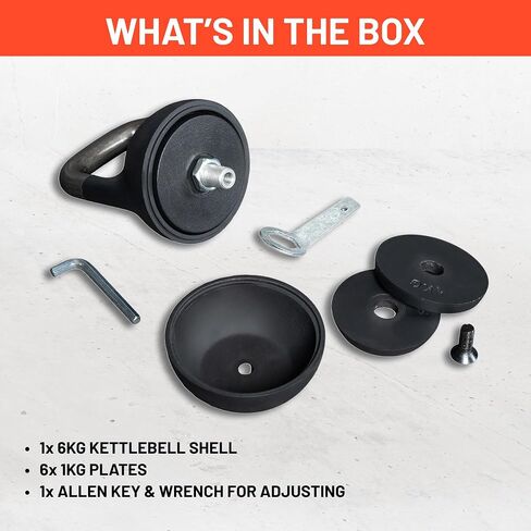 Adjustable Kettlebell 6-12kg [Bells of Steel] Kettle Bell Weight Set, Steel Shell, Internally-Loaded for Full Body Workouts, Competition Standard 35mm Handle in Kuwait