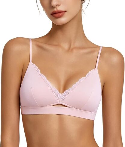 Modal Cotton Bra Wireless Lace Thin Padded Breathable Comfortable Bras for Everyday Triangle Bralette for AAA-B Cup in Saudi Arabia