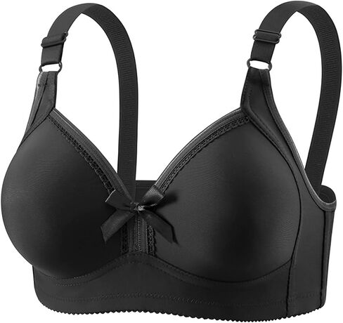 Womens Seamless Push Up Bra - Comfort Wireless Tie Bow Padded Bralettes Smoothing Three Buckle Heavy Breast Tshirt Bra in Kuwait