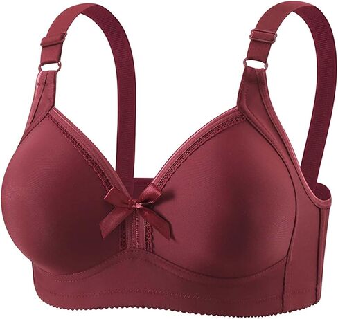 Womens Seamless Push Up Bra - Comfort Wireless Tie Bow Padded Bralettes Smoothing Three Buckle Heavy Breast Tshirt Bra in Kuwait