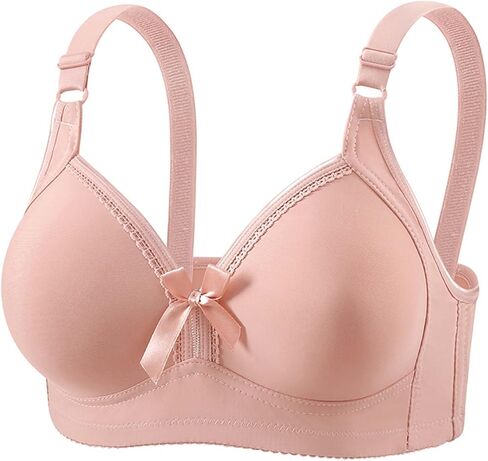 Womens Seamless Push Up Bra - Comfort Wireless Tie Bow Padded Bralettes Smoothing Three Buckle Heavy Breast Tshirt Bra in Kuwait