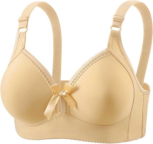 Womens Seamless Push Up Bra - Comfort Wireless Tie Bow Padded Bralettes Smoothing Three Buckle Heavy Breast Tshirt Bra in Kuwait