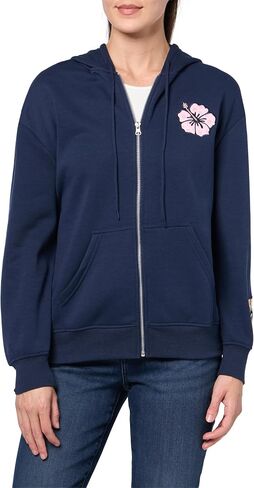 Forever 21 Women's Zip-up Hoodie With Graphic Patches Soft Fleece Sweatshirt in Kuwait