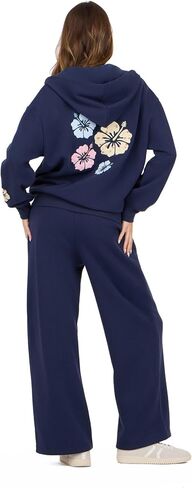 Forever 21 Women's Zip-up Hoodie With Graphic Patches Soft Fleece Sweatshirt in Kuwait
