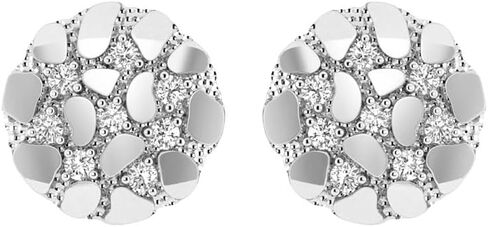 925 Sterling Silver 0.15 CT Natural Round Diamond Circular Nugget Earring in Saudi Arabia
